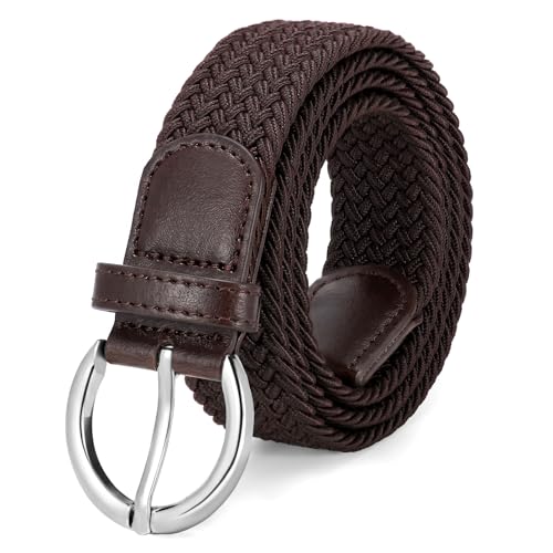 Image of JASGOOD Women Men Braided Woven Elastic Stretch Waist Belt Golf Canvas Fabric Casual Belt for Jeans Pants