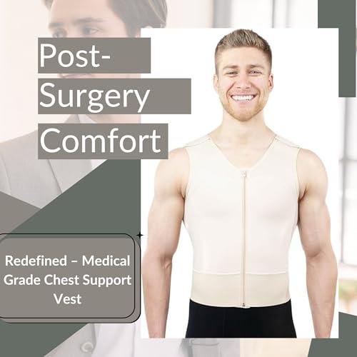 ContourMD Mens Compression Vest – Post Surgery Shirt Garment After Liposuction, Medical Grade Vest for Breast & Chest Support2