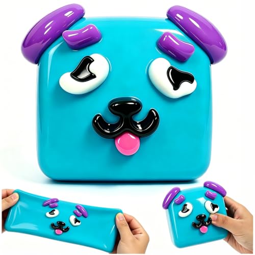 TOGETDREAM Stress Ball Dog Face Squishy Detachable Face Parts DIY Fidget Toy Soft TPR Squeeze Toy Slow Rising Squishy Sensory Anti-Stress Toy for Children and Adults (Blue)