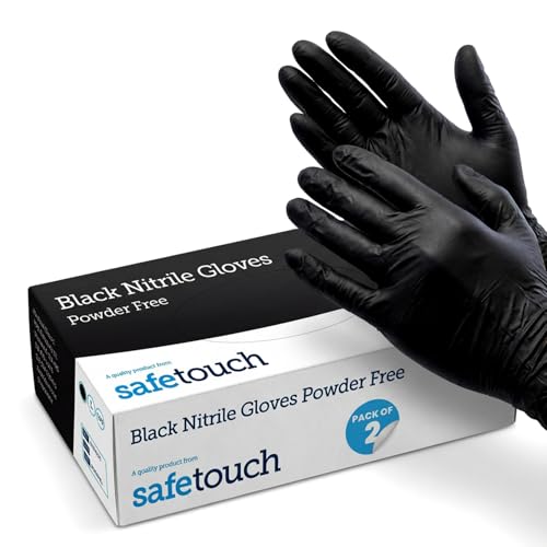 Guantes de nitrilo negros extragrandes para limpieza y catering, 200 unidades