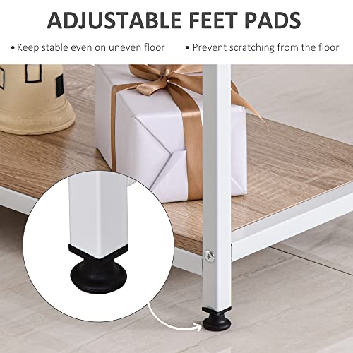 Homcom 55 Inch Home Office Computer Desk Study Writing Workstation With Storage Shelves, Elevated Monitor Shelf, Cpu Stand, Durable X-Shaped Construction, Oak Wood Grain #TOP5