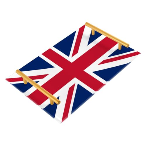 Bandeja decorativa de cama con asas, con diseño de bandera del Reino Unido, bandeja de servicio de alimentos para joyas, perfumes, para servir fiestas