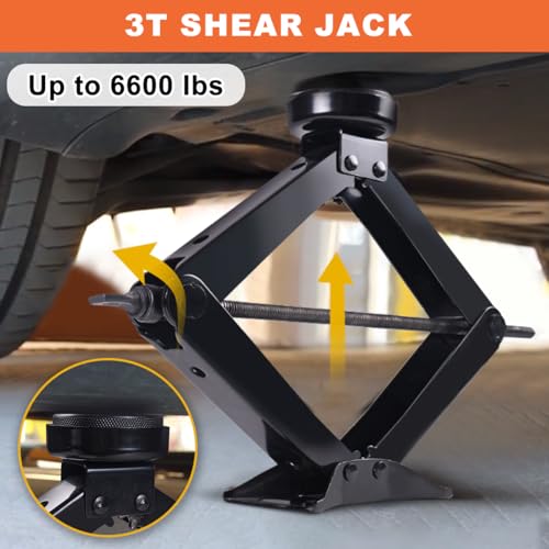 Image of Car Jack Kit for Tesla Model Y /3 /S /X, 3 Ton (6,600 lbs), Scissor Jack, Lifting Jack Suitable for Tesla Model 3 /Model S /Model X /Model Y. Comes with Labor-Saving Wrench /Bracket Pad /Storage Bags