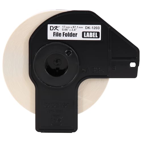Image of Brother Genuine DK-12033PK Die-Cut File Folder Labels, Long Lasting Reliability, 300 Labels Per Roll, (3) Rolls per Box, White (DK12033PK)