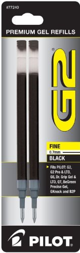 Pilot G2 Bolígrafos Roller Gel Tinta Negra Fino 2 + 4 Recambios miniatura 3