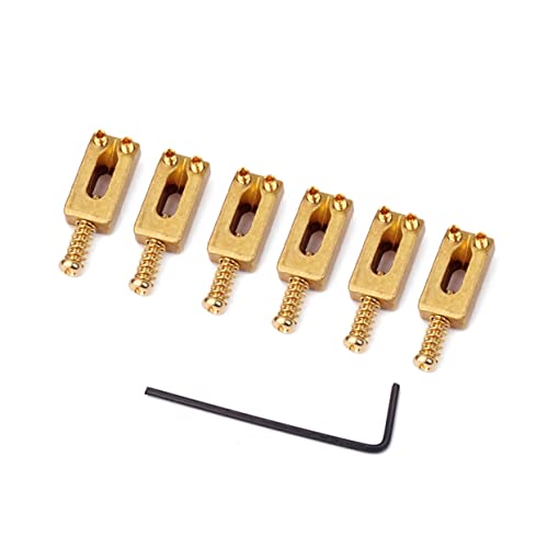BESTonZON Electric Guitar Bridge Part 6 Pcs Brass Bridge Saddles for Bass Wrench Gaq13 Saddle