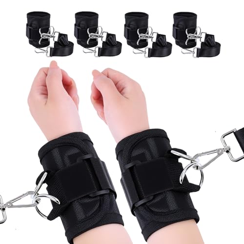 SUYIEYING Patient Medical Restraints with D-Ring Buckles Adjustable Bed Restraints for Wrists and Ankles Limb Holder Movement Limiting Ties with Breathable Inner Padding for Hands or Legs(4 Pieces)