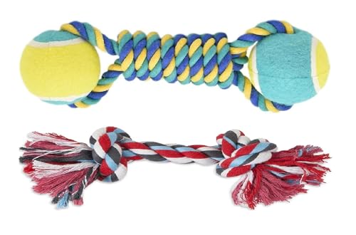 Image of Tail Dog Toys + Dog Chew Toys + Puppy Teething Toys + Rope Dog Toy + Dog Toys for Small to Medium Dog Toys + Dog Toy Pack + Tug Toy + Dog Toy Set + Washable Cotton Rope for Dogs (PACK OF 15PCS)