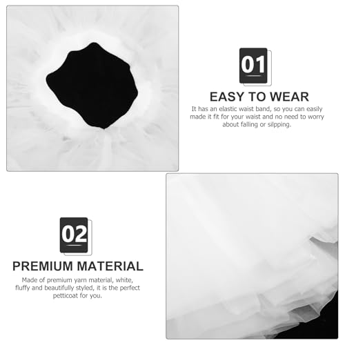 Amosfun White Lolita Underskirt Short Dress Petticoat Tulle Hoopless Underskirt3