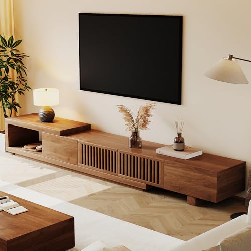 Upwivkre 78.54&ndash;103&rdquo; Mid-Century Modern Walnut TV Stand, Extendable Media Console...