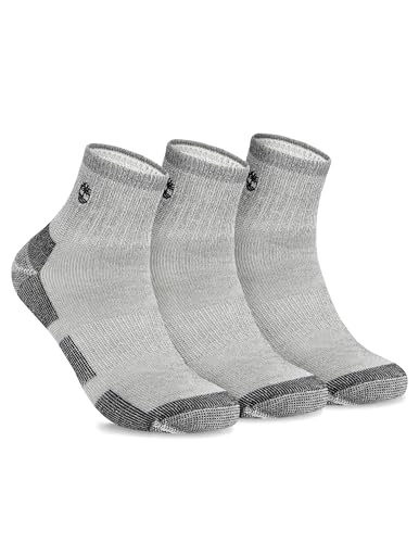 Timberland Men's Wool, Hiking, Winter, Thermal Boot, Full Cushioned Low Cut Quarter Socks with Arch Support