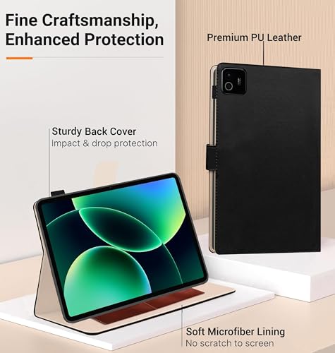 Image of TGK Flip Cover Case for Xiaomi Mi Pad 8 /8 Pro /Mi Pad 7 /7 Pro 11.2 inch Tablet with Stylus Holder (Black)
