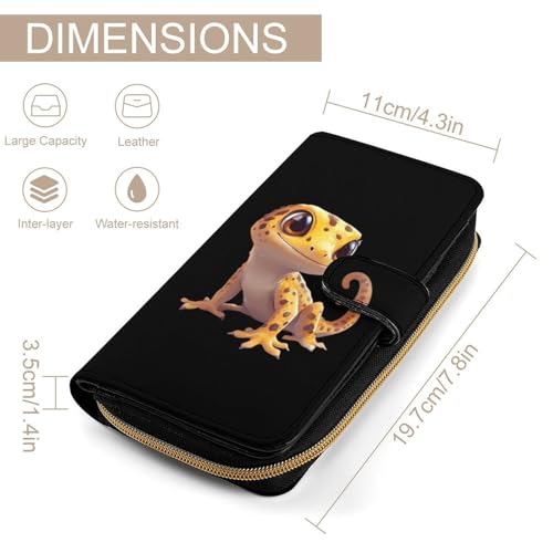 Cute Leopard Gecko Fashion Women's Wallet RFID Blocking Bifold Clutch Purse Compact Card Holder 19.7x11x3.5cm2