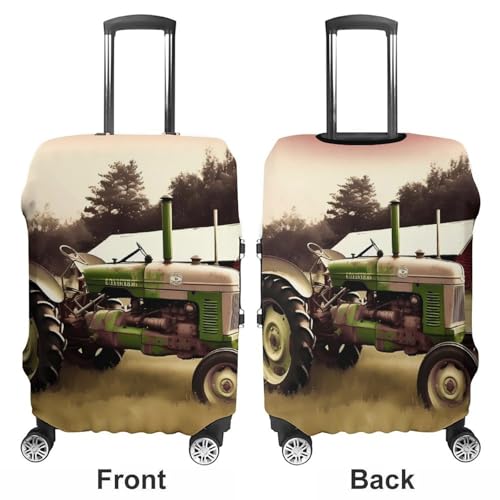 Old Tractor Photo Farm Luggage Cover, Washable Elastic Suitcase Cover Protector Fit 18-32 Inch Luggage3