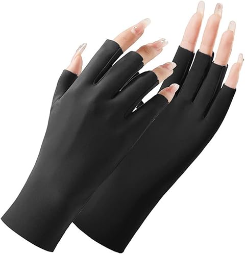 CURELIX Guantes anti UV para lámpara de uñas de gel, guantes de protección profesional para manicura, guantes de protección solar UV para mujer