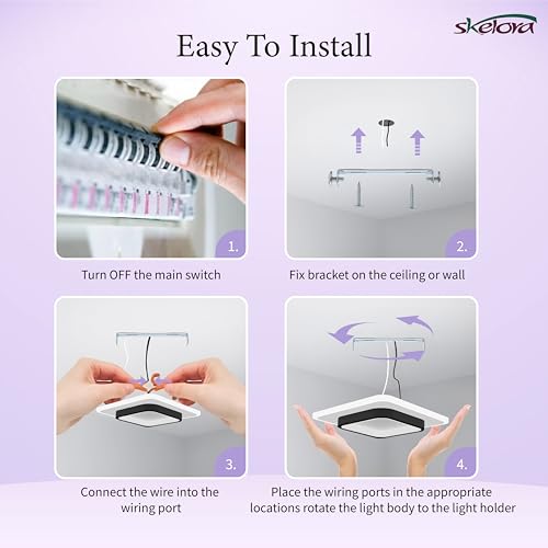Image of Premium 24W LED Ceiling Light | 3 Color Modes (Warm, Natural, Cool) - Flicker-Free, Anti-Glare |Bedroom, Office, Kitchen, Bathroom, Balcony & Walkway (Square Black 24W)