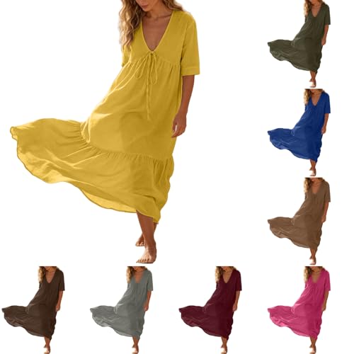 Robe décontractée chic en coton lin dissimulant les formes - 4