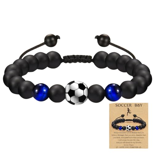 OUDQFCJ Presentes de futebol para crianças, presentes de pulseira de futebol, presentes para filho, presentes de futebol para filho adolescente neto sobrinho irmão 10 11 12 anos aniversário para