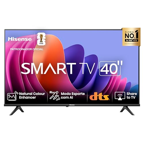 Hisense Smart TV FHD 40' Polegadas 40A4N com DTS Virtual X, Game e Sports Mode, Controle por Voz, Share to TV e Compatível com Alexa