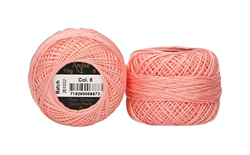 Anchor Pearl Yarn, Thickness: 8, Packaging: 10G, Running Length: 82M lachsrosa Embroidery Threads, Salmon pink, Strength 8, 82m