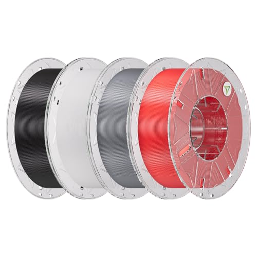 Image of Creality Hyper PLA Filament Bundle 4KG, RFID 3D Printer Filament PLA 1.75mm for High Speed 30-600mm /s, Support CFS, Fits for Most 3D Printers (Black&White&Grey&Red)