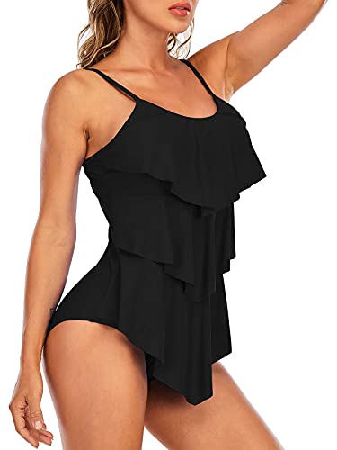 Century Star Womens Athletic One Piece Retro Flounce Swimsuits Ruffled Tiered Tummy Control Swimwear Plus Bathing Suits3