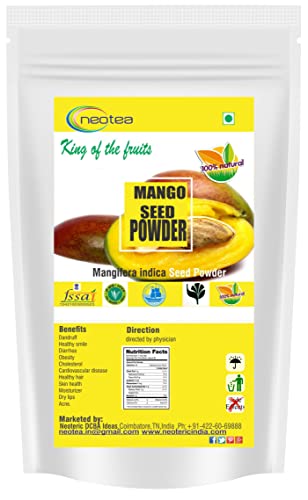 neotea Mango Seed Powder 100% Natural, Made in Oldest Traditional Method No Preservatives (500g) Premium Mango Seeds (Mangifera Indica) - Fresh Mango Seed Powder - Premium Non-GMO - Vegan Friendly