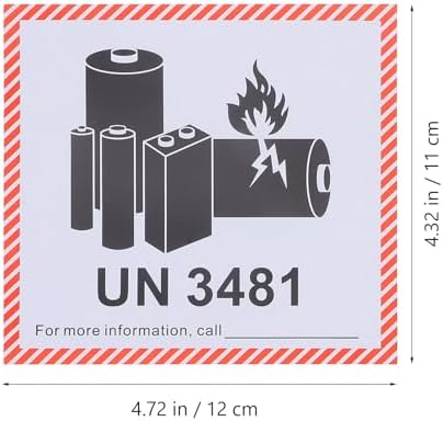 NUOBESTY 100 adet lityum pil uyarı etiketi 120 x 110 mm Un3481 nakliye çıkartması, güvenli pil etiketleme ve taşıma için - Görsel 2