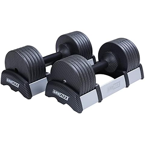 GR8FLEX Patents Pending Adjustable Dumbbell - Select Up To 55 LB Quickly and Securely by Turning Anti-Slip Handle (Carbon Fiber Sports Tech Model (Pair)) Cover