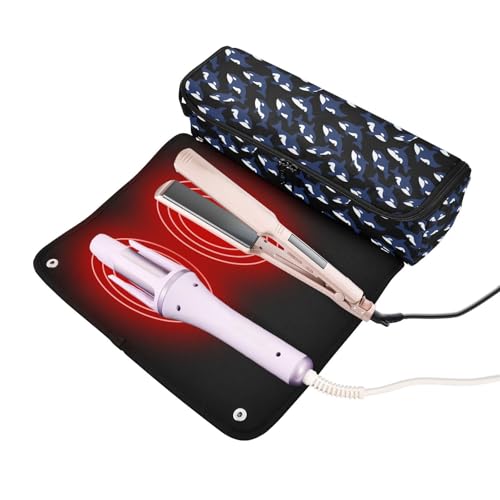 Bolso de viaje para herramientas capilares con alfombrilla resistente al calor, impermeable y plegable para planchas, rizadores y secadores de pelo, diseño Orca miniatura 2