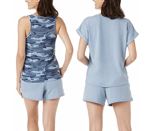 Lucky Brand Women's 3 Piece Pajama Lounge Set, Tee, Tank, & Short (As1, Alpha, M, Regular, Regular, Faded Denim, Medium) #TOP1