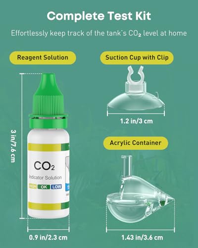 Image of Pawfly Acrylic CO2 Drop Checker for Aquarium, Fish Tank Carbon Dioxide Checker, CO2 Monitor Kit with Solution & Suction Cups, CO2 Detector, Aquarium CO2 Tester, CO2 Indicator for Planted Fish Tank