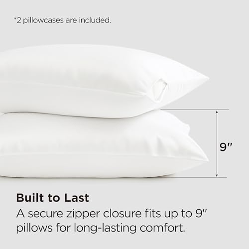Image of Bedsure Zipper Pillow Cases Standard Size from Rayon Derived from Bamboo | Cooling Pillowcase for Hot Sleepers, Soft & PureWoven Pillow Covers, Gift, White, 20x26 Inches