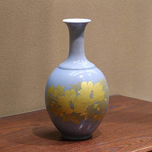 Amazon.co.jp: 吉田美統 人間国宝 九谷焼花瓶 釉裏金彩芙蓉文