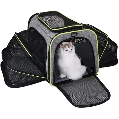 NEEMOSI Portable Cat Carrier Bag, Dual Side Expandable Cat Travel Carrier, Puppy Transport Bag with Removable Pad and Breathable Mesh, Indoor/outdoor Pet Tent for Rabbit Guinea Pig and Hamster Cage Cover