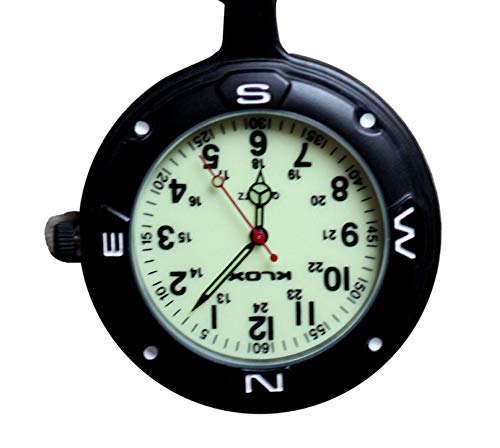 Klox Zwarte Clip Op Karabijnhaak Lichtgevende Gezicht FOB Horloge, Zakhorloge voor Artsen Verpleegkundigen Paramedici… - Image 5