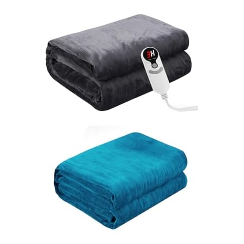 Eydna Electric Heated Blanket Full Size 72"x84" -Blue & Darkgray Cover