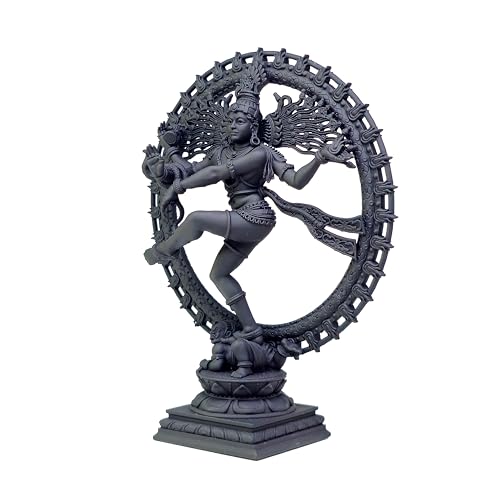 Image of MurtiHome Nataraja Statue, Natraj Murti, Shiva The Cosmic Dancer Idol | 10.16 cm Tall Small Black Color Figure Made From UV Resin, Crafted by 3D Printer for Car Dashboard, Home, Office, Gift