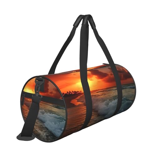 The Beach Sunset Duffle Bag for Women Men Personal Item Travel Bags Canvas Weekender Overnight Bag Lightweight Sports Tote Gym Bags Carry On Luggage Bag3
