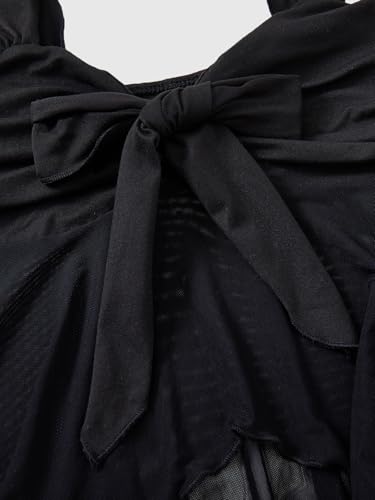 Milumia Women's Asymmetrical Flowy Tank Top Y2k Tie Front Sweetheart Neck Sheer Mesh Tops Rave4