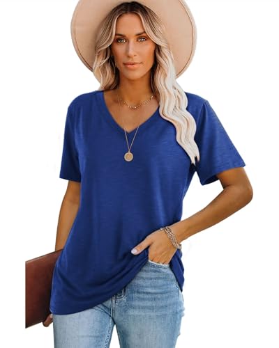 T-shirts à manches courtes style robe d'été fluide et col V pour femme