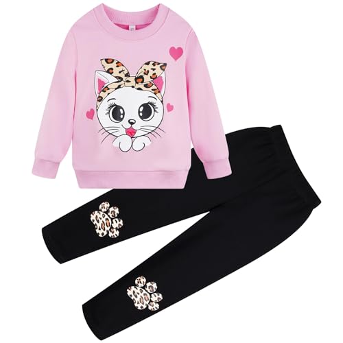 Image of RETSUGO Little Girls 2 Piece Clothing Sets Toddler Unicorn Sweatshirts and Leggings Cotton Fall Winter Casual Outfits 3-8T
