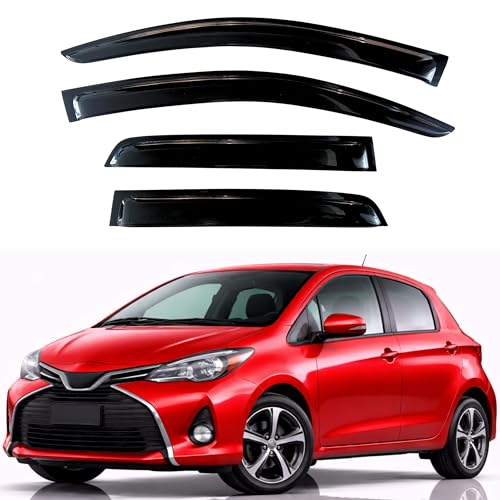 Image of KPY Rain Guards Fit for 2012-2018 Toyota Yaris Hatchback, Out-Channel Window Visors Vent Wind Deflectors 4PC, Car Accessories for 12-18 Yaris Hatchback (Excludes Sedan)
