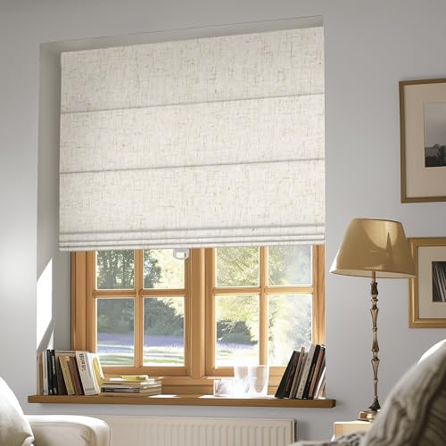 BERISSA Cordless Roman Shades for Windows Blackout and Heat Blocking for Interior Windows Roman Blinds, Custom Privacy Linen Roman Window Shades for Interior Windows,26.5