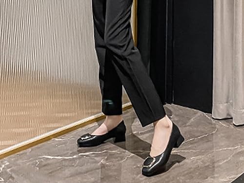 Women's Pumps Shoes Platform Low Heels Square Toe Chunky Heels Leather Solid Granny Walk Shoes Mid Heel Closed Toe Block Heels Soft-Soled Slip Ons Loafer Anti-slip Dress Shoes Casual Office Party3