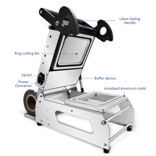 Sigillatrice alimentare manuale per contenitori per sandwich e scatole da asporto, soluzione di imballaggio manuale, ideale per supermercati e aziende alimentari.