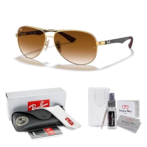 Ray-Ban RB8313 CARBON FIBRE Aviator Sunglasses For Men For Women +BUNDLE with ACCESSORY EYEWEAR KIT2