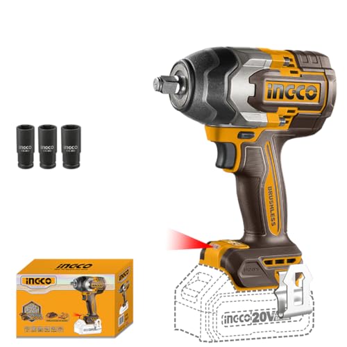 Ingco Avvitatore A Impulsi A Batteria 20 V 850 Nm 1/2" Brushless Solo Corpo