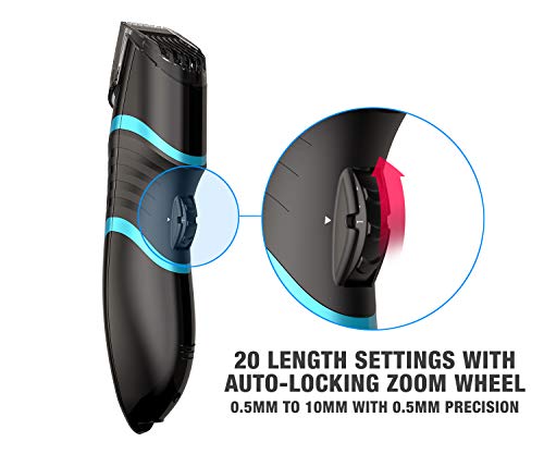 Image of Havells BT9005 Cord & Cordless Adjustable Beard Trimmer; Extra wide blade for faster cutting; Fast Charge allows 15 + trims; 19 Built-in Precise Lengths; (Black /Blue)