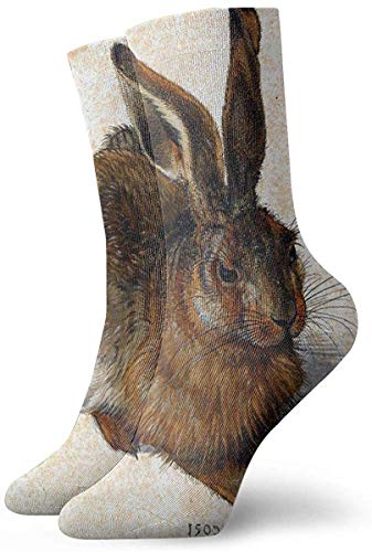 uytrgh Herren Damen Crew Dress Socken, Athletic Running Socks, Neuartige Kompressionssocken zum Laufen, Reisen, Radfahren, Schwanger, Krankenschwester, Flight-Albrecht Durer Young Hare